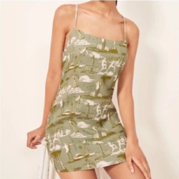 Greek Motif Green Mini Dress - Picture 1 of 5